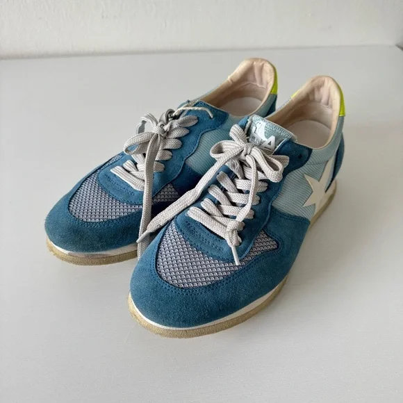 Haus Golden Goose Blue Sneakers with Neon Accents, Size 39 - Picture 4 of 6